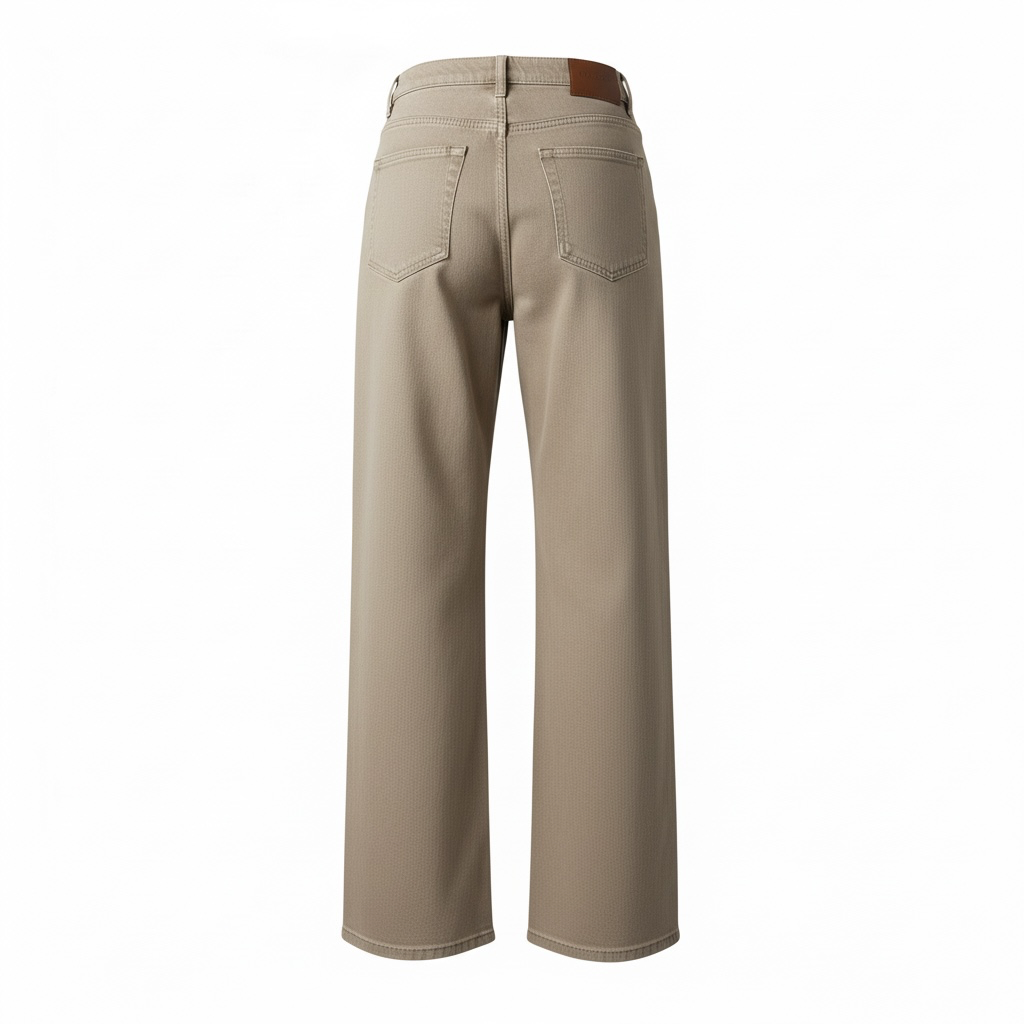 JJACollection beige wide leg denim jeans with five-pocket design and mid-rise waist.